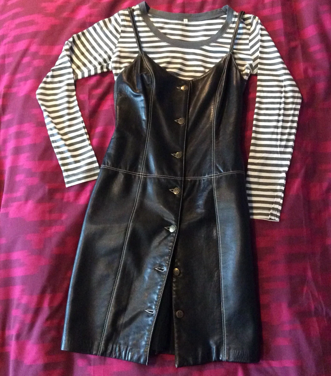 Michael kors black leather cheap dress