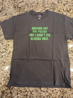 Gilden Mens T-Shirt ''Another Day has passed & I didn't use Algebra Once'' Grey L