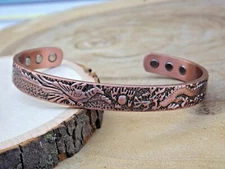 Pure Solid Copper Magnetic Bracelet Arthritis Pain Therapy Cuff Phoenix & Dragon