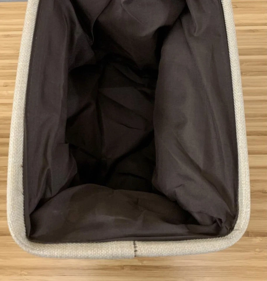 New Set of 2 Collapsible Baskets Brown & Beige Canvas Cloth Bin 10” x 9” x 7" - Image 3 of 3