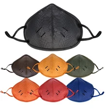 Plain Face Mask Polyurethane Washable Reusable Soft Gator Leather Cover Facemask