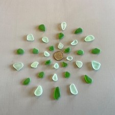 Beach Sea Glass 30 JQ Pieces Bright Green  Seafoam Genuine Surf-tumbled