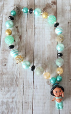 Aladdin Jasmine Chunky Bubble Bead Figure Girls Necklace OOAK
