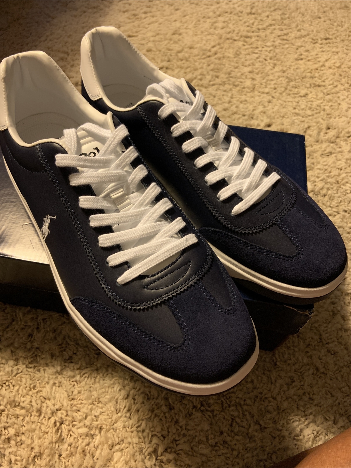 Navy Leather Suede Tennis Shoes Size 