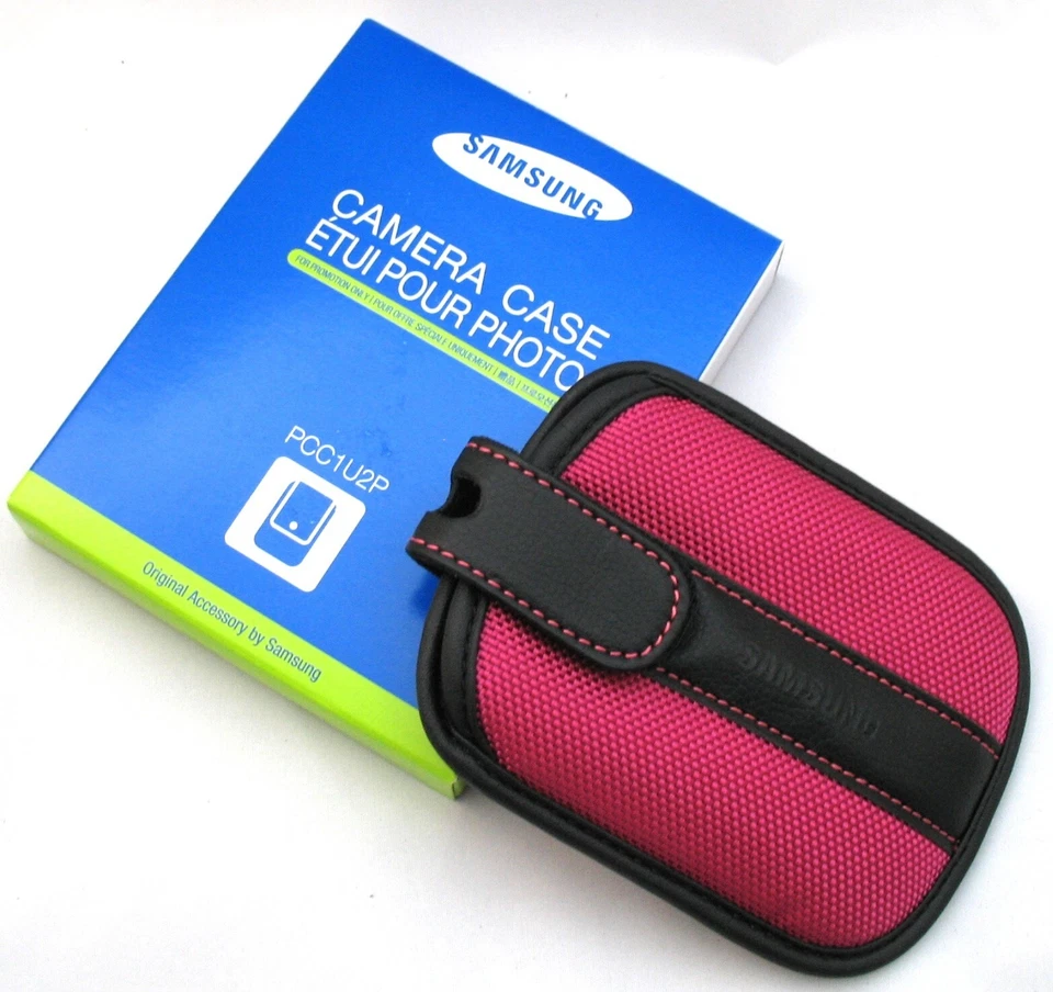 CAPA/CAPA COMPACTA DIGITAL GENUÍNA SAMSUNG ROSA QUENTE/PRETO COM ALÇA PARA CINTO - Imagem 2 de 4