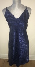 Natori Decadence Long Chemise Midnight Navy Animal S or M  120 NWT Pajama