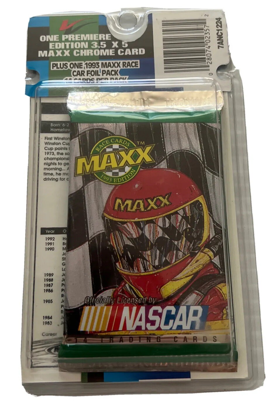 Maxx Race Cards 1993 Promo Pack Chrome Card Parsons & One Unopened Foil ...