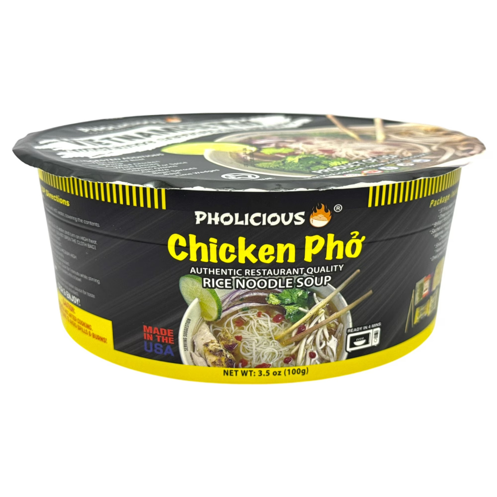 Pholicious Instant Chicken Pho, Vietnamese Rice Noodle Soup,