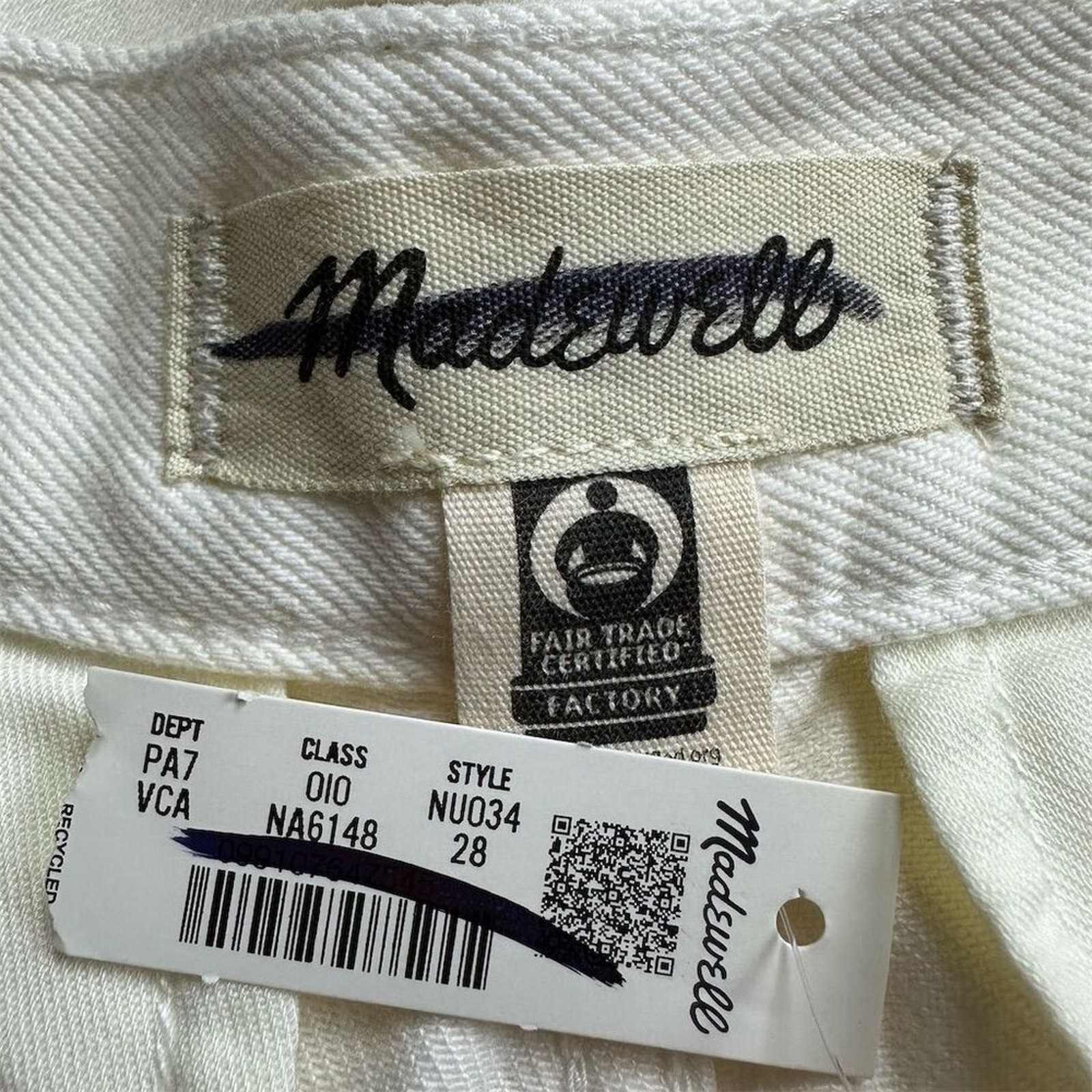 NWT Madewell Women's The Harlow Wide-Leg Jean Airy Denim Trouser Off White 28 thumbnail 7