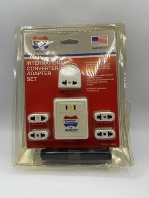 American Tourister Franzus T-12CK Travel Voltage Converter Adapter Set NOS USA