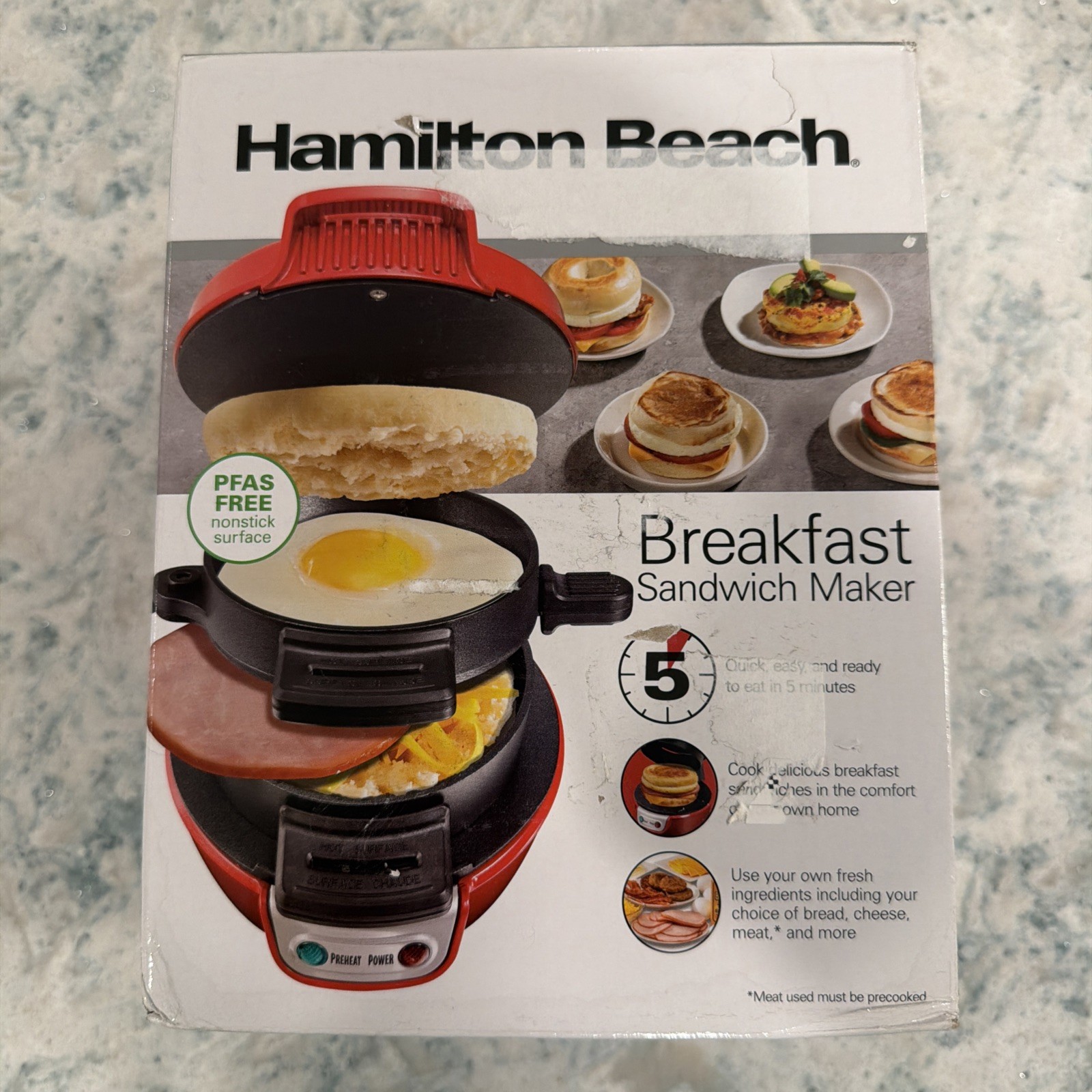 Hamilton Beach Breakfast Sandwich Maker - Red - NEW IN BOX