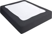 Box Spring Cover Full Size, Elastic Fabric Wrap around 4 Sides Bed Skirt, Sleek