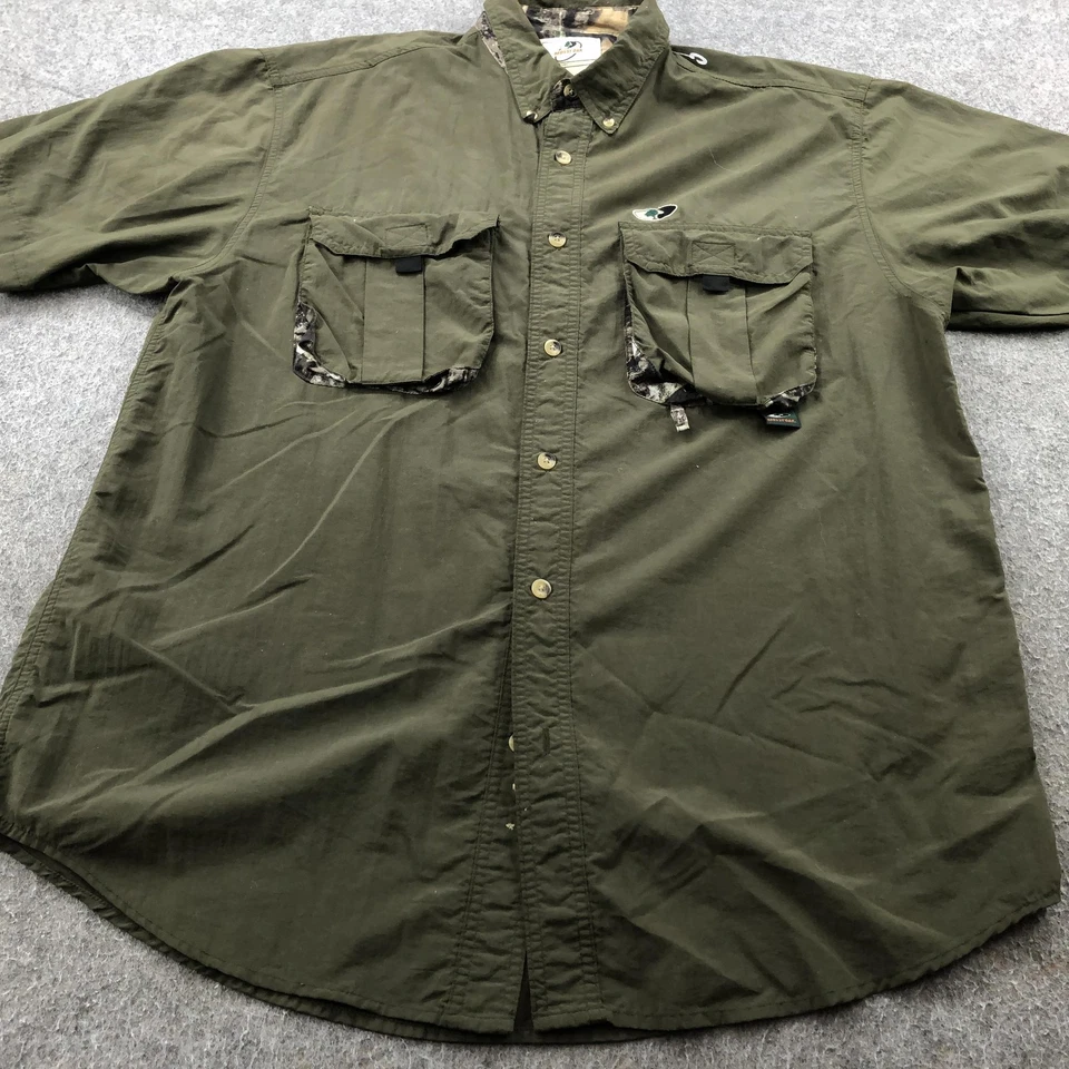 Mossy Oak Shirt Mens Large Green Trevlite Short Sleeve Fishing Camo Trim Nylon - Image 3 of 4