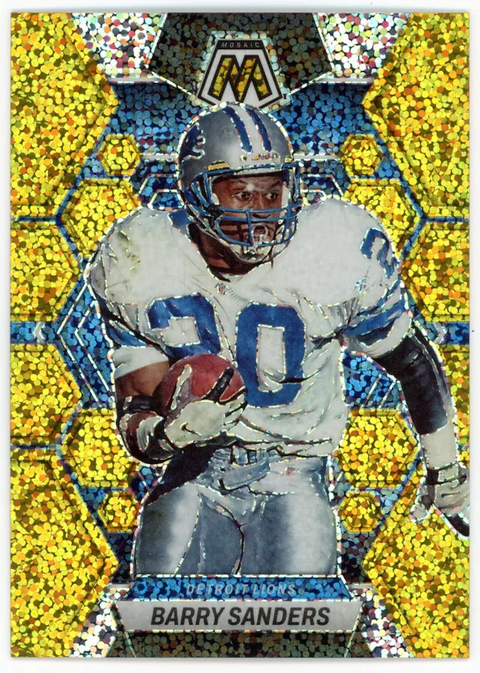 BARRY SANDERS 2023 Panini Mosaic Gold Sparkle Prizm /24 #190 Detroit Lions
