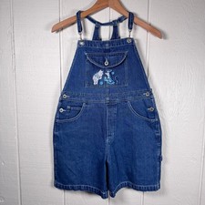 VINTAGE DISNEY WINNIE THE POOH Size 12 Girls Denim Overall Short Y2K Nostalgia