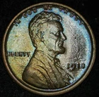 1918-P Lincoln Wheat Cent Toned