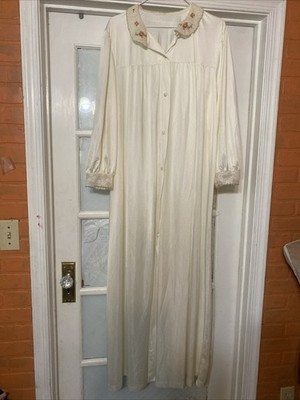 Vintage Lorraine Button Front Nightgown Robe X-large Nylon Lace Collar