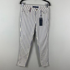 Tommy Hilfiger TH Flex Striped Pants Size 4 Slim Ankle Stretch Blue White