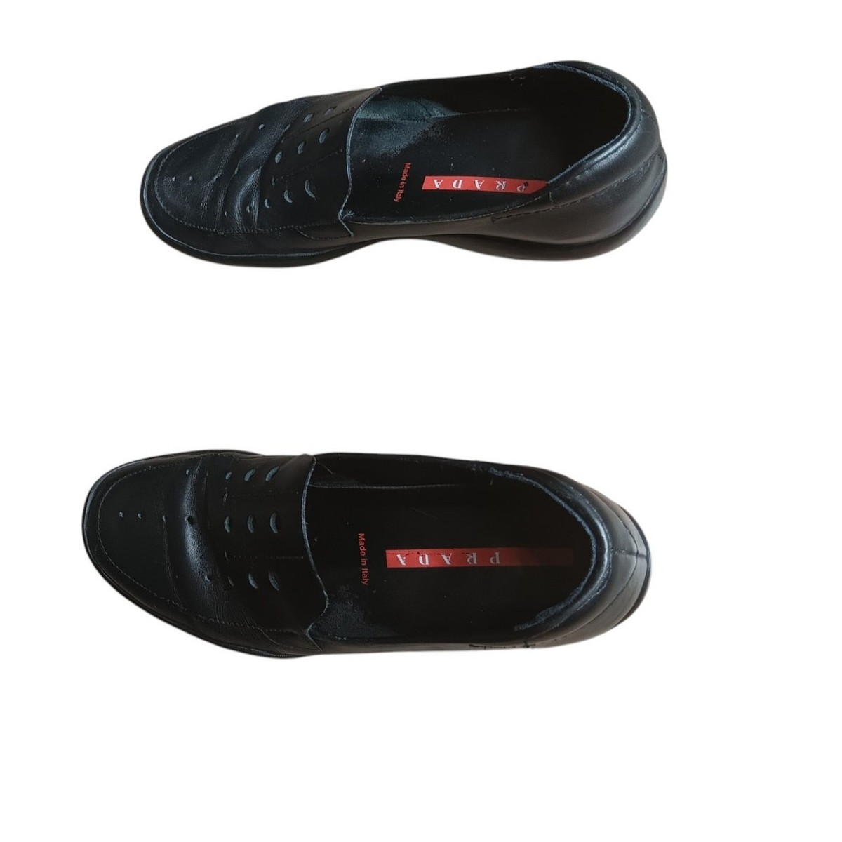 Archive 2000s Prada Sport Black Leather Loafers Shoes Size 39