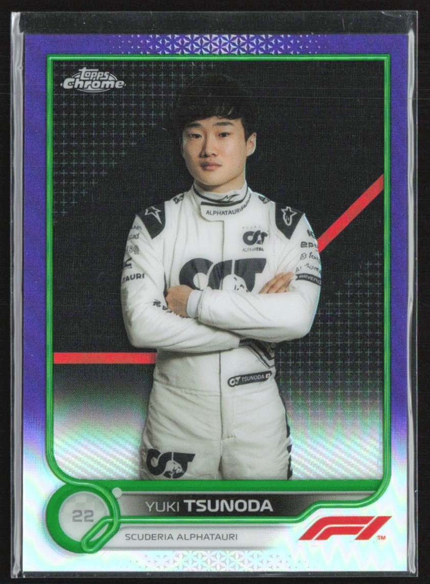 Yuki Tsunoda 2022 Topps Chrome Formula 1 Purple Green Refractor F1 #61 Scuderia