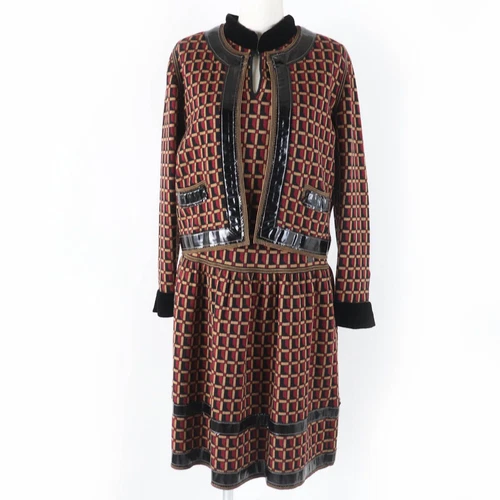 Giacca vintage CHANEL 05A lana agnello pelle maglia pezzo unico multicolore