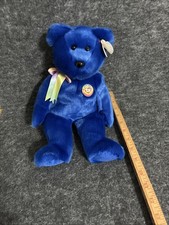 TY Beanie Buddy Clubby the Bear Blue Rare Retired 13" 1999
