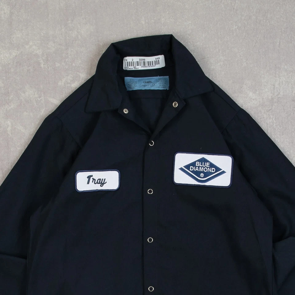 Vintage Blue Diamond Workwear Shirt S Men's Navy Blue Patch - Image 3 of 4