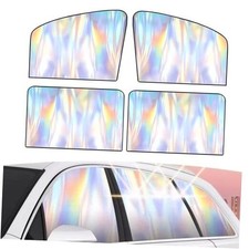 4 PCS Car Window Shades, Foldable Automotive Side 4 PCS  Front and Rear Silver