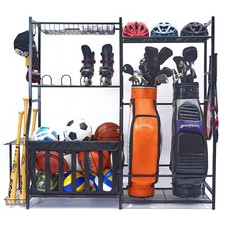 Garage Sports Equipment Organizer, Golf Bag Stand for Garage Ball Storage Rac...