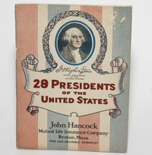 28 Presidents of United States 1920 Booklet John Hancock Mutual Life Insurance