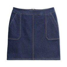 Charter Club NWT Riviera A-Line Denim Skirt Patch Pockets Blue Size 10