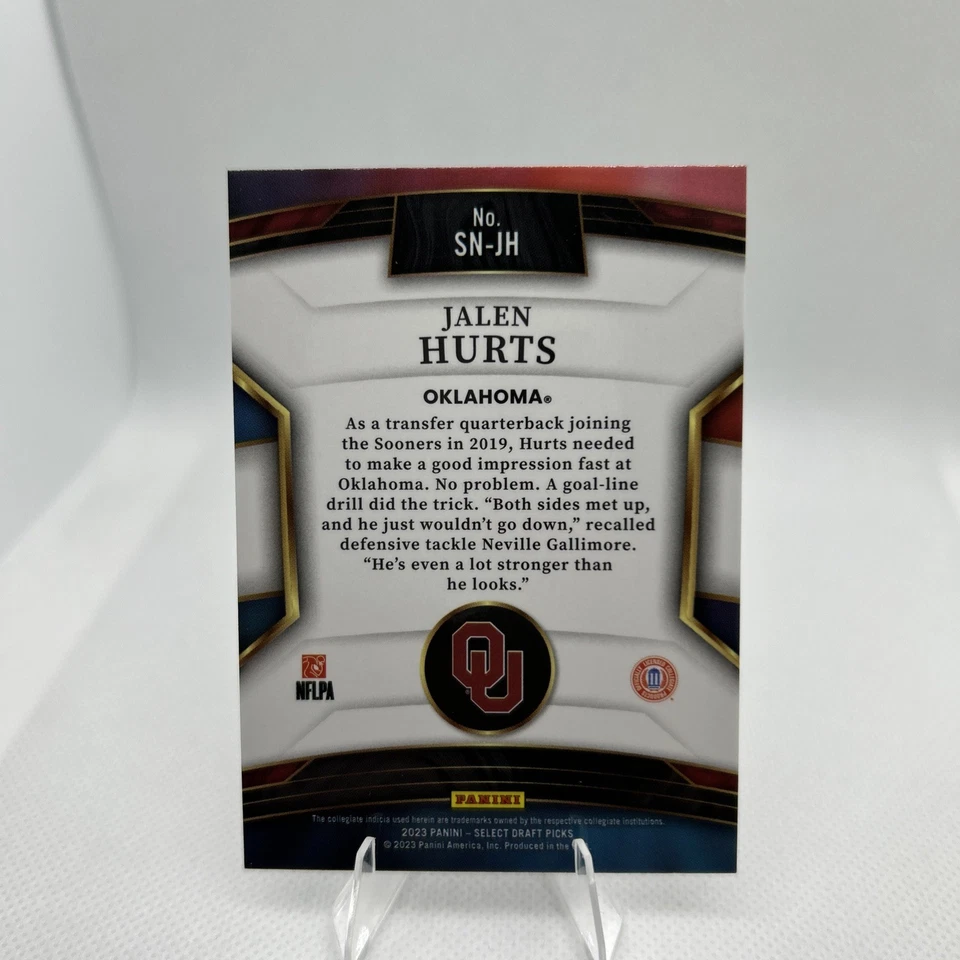 2023 Panini Select Draft Picks - Select Numbers Jalen Hurts #SN-JH - Image 2 of 2