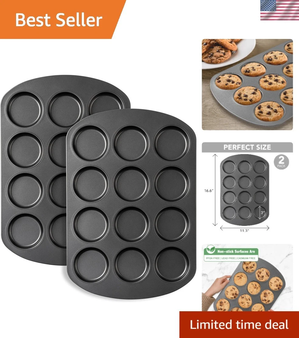 Muffin Top Pan 12 Cup Nonstick Bakeware for Muffins Cookies Eggs Set of 2
Opens in a new window or t