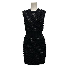 CHANEL Dress Sleeveless/Knit Black Cotton F/S from Japan