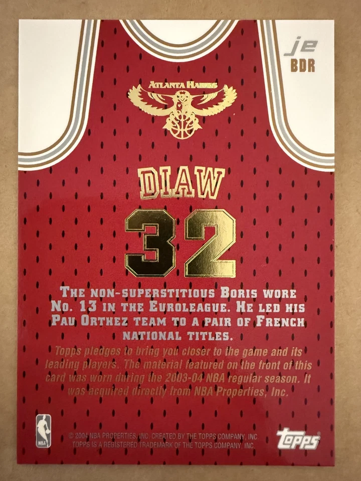 2003-04 Topps Jersey Edition - Boris Diaw #JE BDR (MEM, RC) - Image 2 of 2
