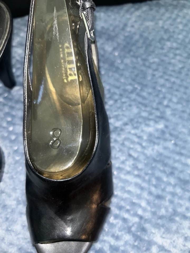 Zapatos de tacón alto Ana para mujer talla 8 todo negro charol Foto 4 de 4