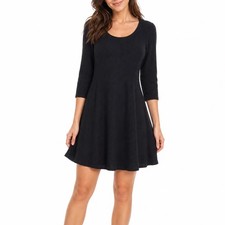 American Eagle Outfitters Black Knit Scoop Neck Long Sleeve Sweater Dress S