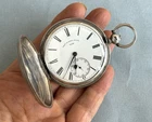 1880 ANTIQUE THOMAS RUSSELL & SON STERLING SILVER FULL HUNTER POCKET WATCH 76628