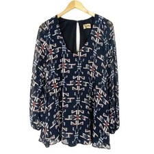 SHOW ME YOUR MUMU Donna Michelle Abstract Tunic Small Black Blue