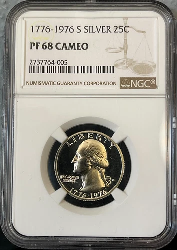 1976-S Washington Bicentennial SILVER Quarter NGC PF68 Cameo