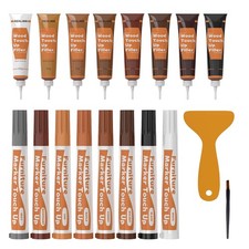 Wood Furniture Repair Kit 8 Dark Colors- Wood Fillers and Touch Up Markers, R...