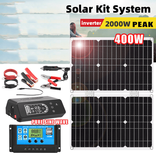 2000W Complete Solar Panel Kit Solar Power Inverter Generator Home Grid System - Picture 2 of 17
