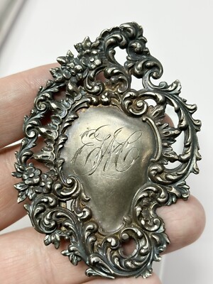 Silver Ornate Buckle Antique Sterling Silver Belt Buckle main image 4