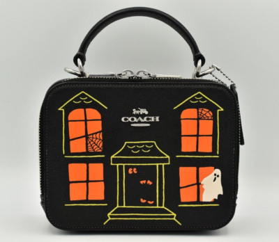 COACH Box Crossbody With Halloween Haunted House CM772 Black Multi