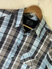 Fox Racing Shirt Men's Medium Blue Button Up Short Sleeve Casual