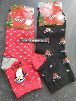 Chaussettes De Noël En Peluche - Lot De 2 Paires Antidérapantes - Taille Unique 36-42 - Motifs Renne Et Père Noël - 10