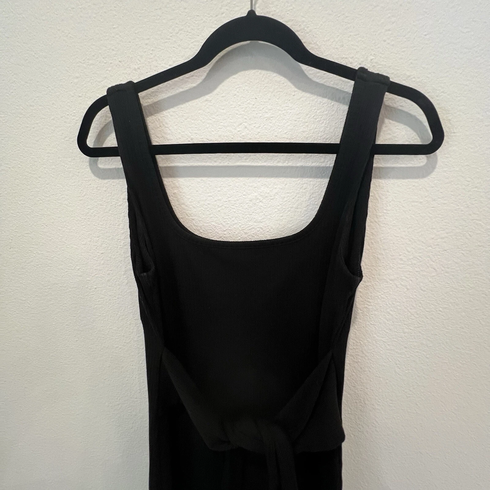 VETEMENTS SOPHIE RUE Ribbed Midi Tie Front Dress In Black Size L