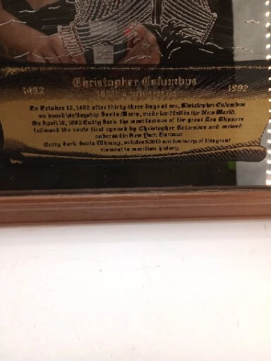 Vtg Framed Cutty Sark Santa Maria 500th Anniversary Scotch Whisky Ship Mirror. - Image 4 of 4