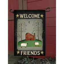 Flags Galore Welcome Friends Red Saltbox Garden Flag   w