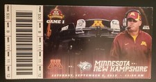 Minnesota Gophers New Hampshire Football Ticket 9/8 2012 MarQuise Gray 4 TD Stub
